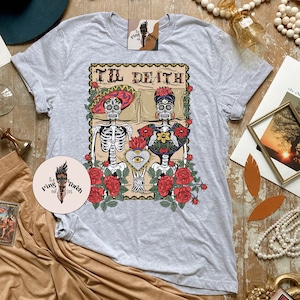 Til Death Dia de los muertos skeleton lovers, Skeleton lovers Couples tee, Skeleton Lovers Wedding Tee, day of dead Skeleton Lovers tees