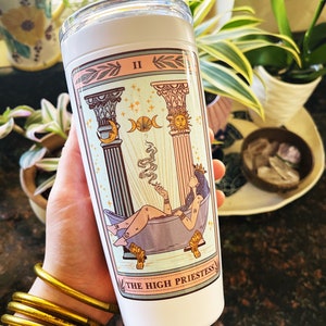 The High Priestess Card Tumbler, The High priestess tarot card tumbler, The high priestess Tarot tumbler, The high priestess travel cup