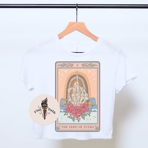 The zero of fs tarot card crop Top Tee, zero of fcks tarot crop top, The zero of fs tarot cropped tee, zero swear finger crop top shirt