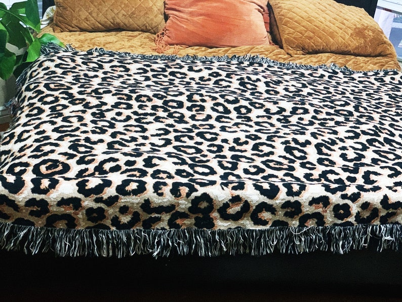 Leopard Print Oversized Throw Blanket Leopard Pattern Woven Etsy