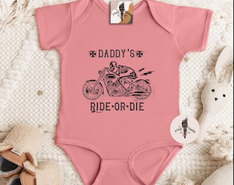 Daddy's Ride or Die bodysuit, Motorcycle baby Tee, Ride or Die one piece, Father's Day Motorcycle baby, Daddy's Ride or Die baby clothes