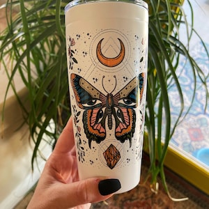 Mystical Butterfly Tumbler, Witchy Butterfly Moon Occult tumbler, Butterfly mystical Coffee tumbler, Moon butterfly witchy tumbler