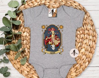 Aries Zodiac Bodysuit, Aries Bodysuit, Zodiac Astrology Baby, Zodiac Shirt, Zodiac Gift, Moon Child, Triple Moon, Wicca Baby, Witchy Mama