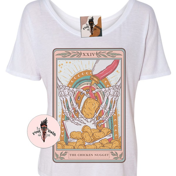The Chicken Nugget Tarot Card Slouchy Shirt, occult chicken nugget Tarot Card Tee, the chicken nugget tarot card shirt