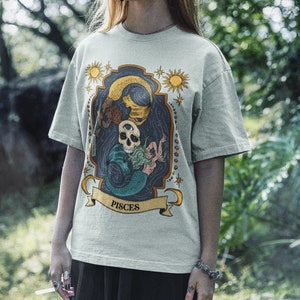 Pisces Zodiac Tee, Pisces gift, Zodiac Pisces shirt, pisces birthday gift, pisces artwork, pisces birthday gift, mystical mermaid tee