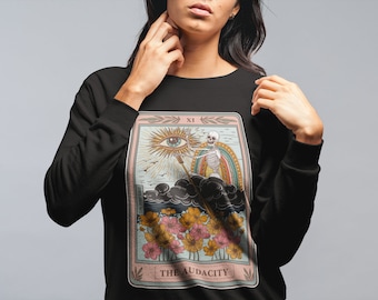 The Audacity tarot card pullover, skeleton tarot card pullover, audacity tarot card sweatshirt, witchy pullover, the tea