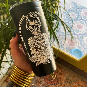 Coffee Skeleton Tumbler, Funny coffee skeleton tumbler, Does this coffee make me look alive tumbler, coffee skeleton funny tumbler