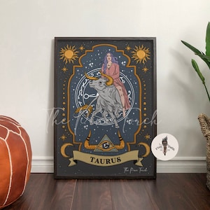 Taurus zodiac framed print, Taurus zodiac poster, Taurus print, Taurus art print, Taurus zodiac framed poster, Taurus gift