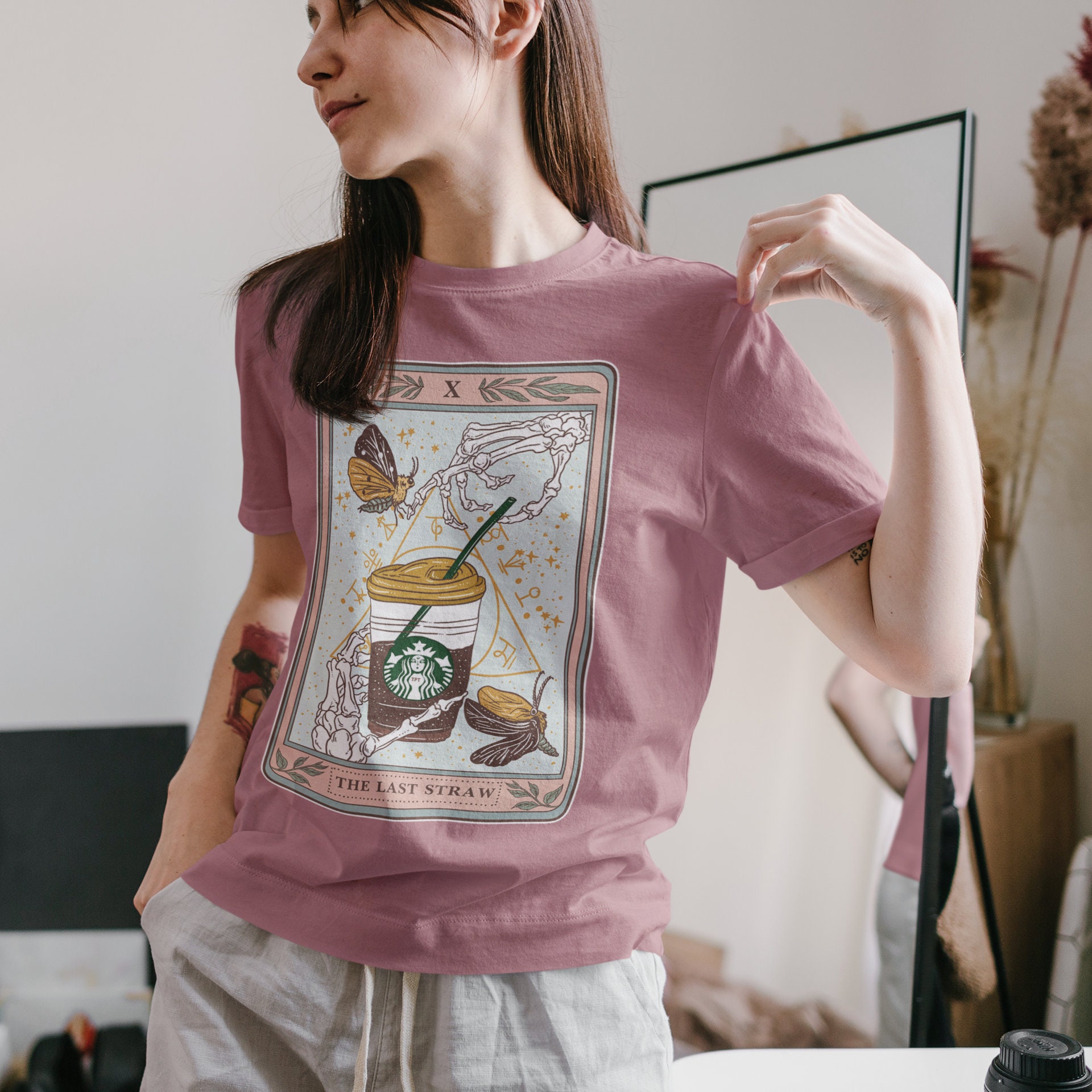 The Last Straw Skeleton Coffee Tarot Card Shirt Coffee - Etsy
