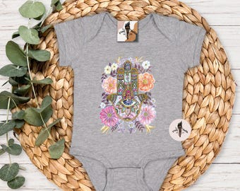 Hamsa Bodysuit, Boho Watercolor Bodysuit, Hamsah Hamsa Bodysuit, Hamsa Bodysuit, Hamsa One Piece, Hamsa Baby, Boho Baby Shower Gift