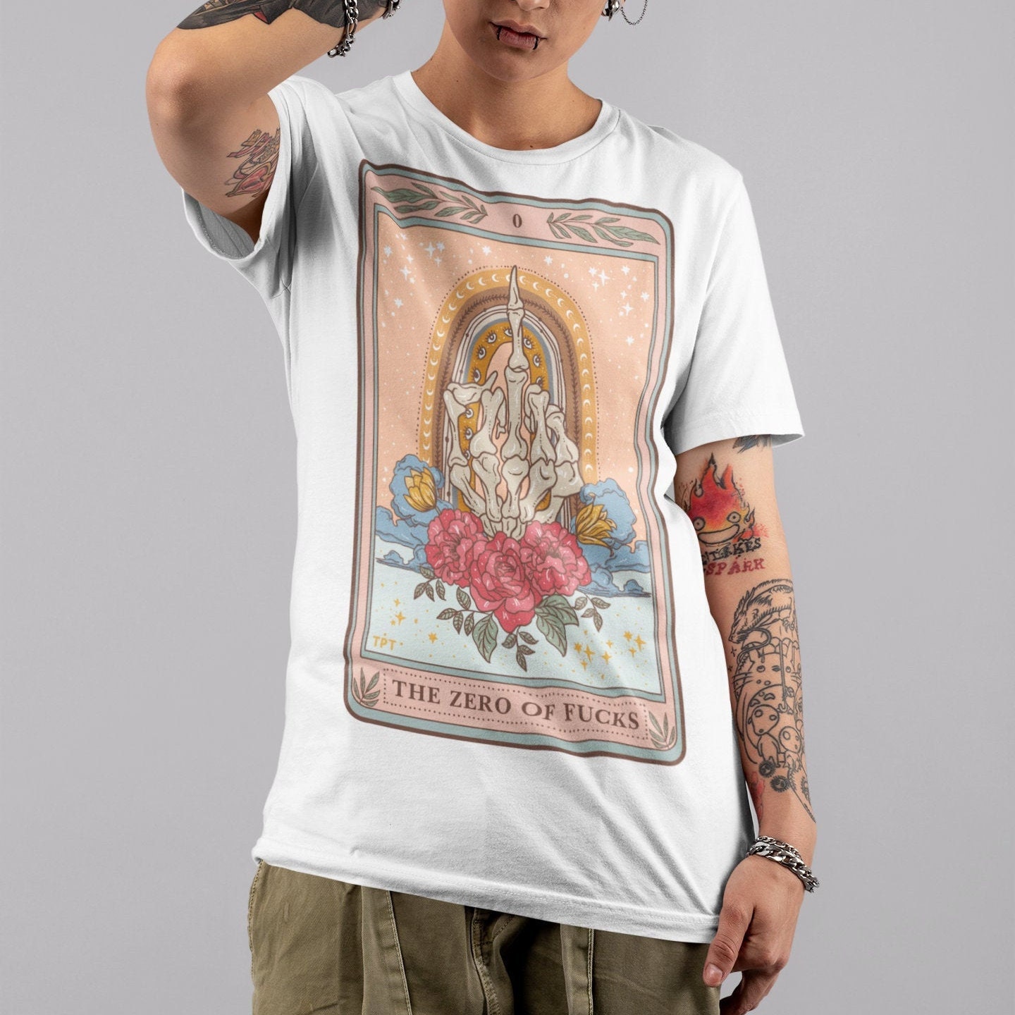 The Zero of Fucks full Color Tarot Card Shirt Skeleton - Etsy Ireland