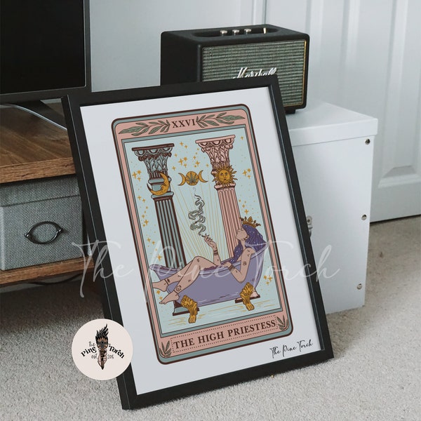 The High Priestess Tarot framed print, The High Priestess Tarot Card poster, High Priestess Tarot card print, High Priestess art print