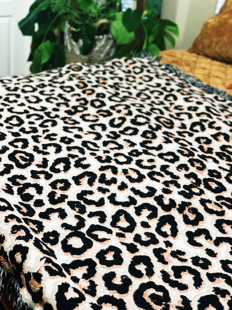 Leopard Print Oversized Throw Blanket Leopard Pattern Woven Etsy