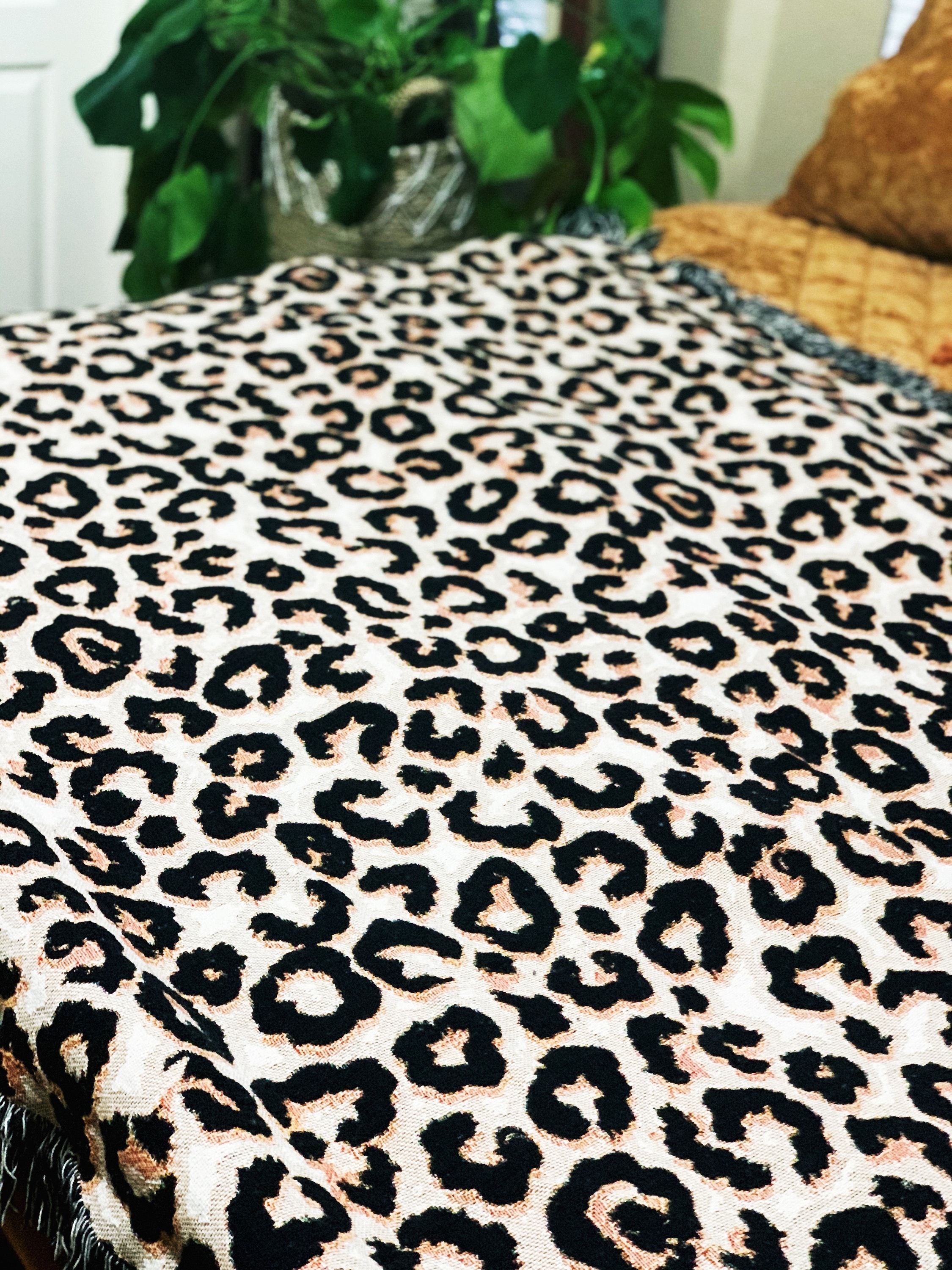 Leopard Print Oversized Throw Blanket Leopard Pattern Woven Etsy