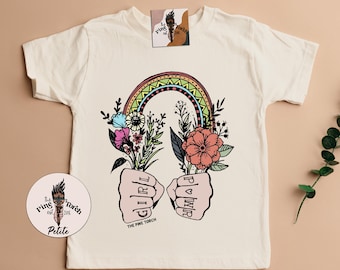 Girl Power kids Tee, Feminist Tee, Girl Power Rainbow Tee, Girl Power Fists, Girl Power girls tee, Feminist Rainbow Girl Power