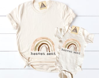 Mommy and Me Maternity Set, Heaven Sent Maternity Shirt, Heaven Sent Shirt, Mommy and Me Set Rainbow, Rainbow shirt