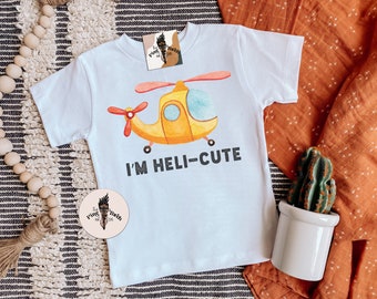 Cadeau bébé hélicoptère, t-shirt Heli Cute pour enfants, thème hélicoptère, thème avion, cadeau mignon bébé garçon, cadeau bébé hélicoptère, body hélicoptère