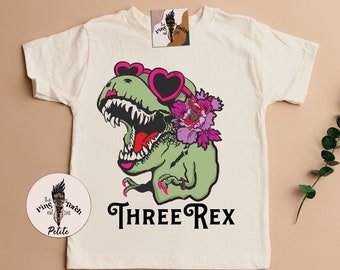 3 Girl T Rex Shirt, Girl Dinosaur three birthday, Girl T-Rex 3 Shirt, 3 birthdy Dinosaur Shirt, Dinosaur Kids Tee, Girl Dinosaur Shirt 3