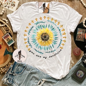 sunshine sunflower shirt, sunshine shirt. unisex tee, sunshine womens shirt, sunflower shirt, sunshine mommy and me, boho floral shirt