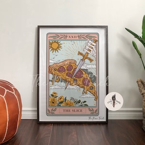 The Slice pizza Tarot framed print, The Pizza Tarot Card poster, The Slice Tarot card print, The Slice art print