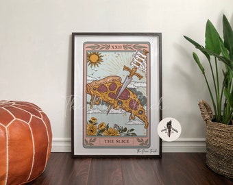 The Slice pizza Tarot framed print, The Pizza Tarot Card poster, The Slice Tarot card print, The Slice art print