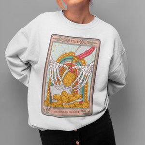 The chicken nugget tarot card pullover, mystical chicken nugget tarot card pullover, funny nugget tarot card sweatshirt