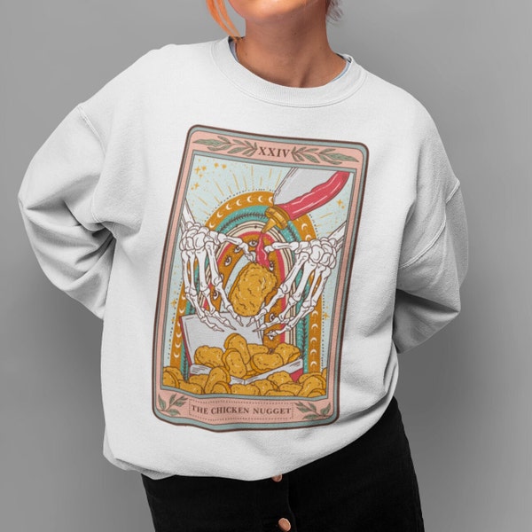 The chicken nugget tarot card pullover, mystical chicken nugget tarot card pullover, funny nugget tarot card sweatshirt