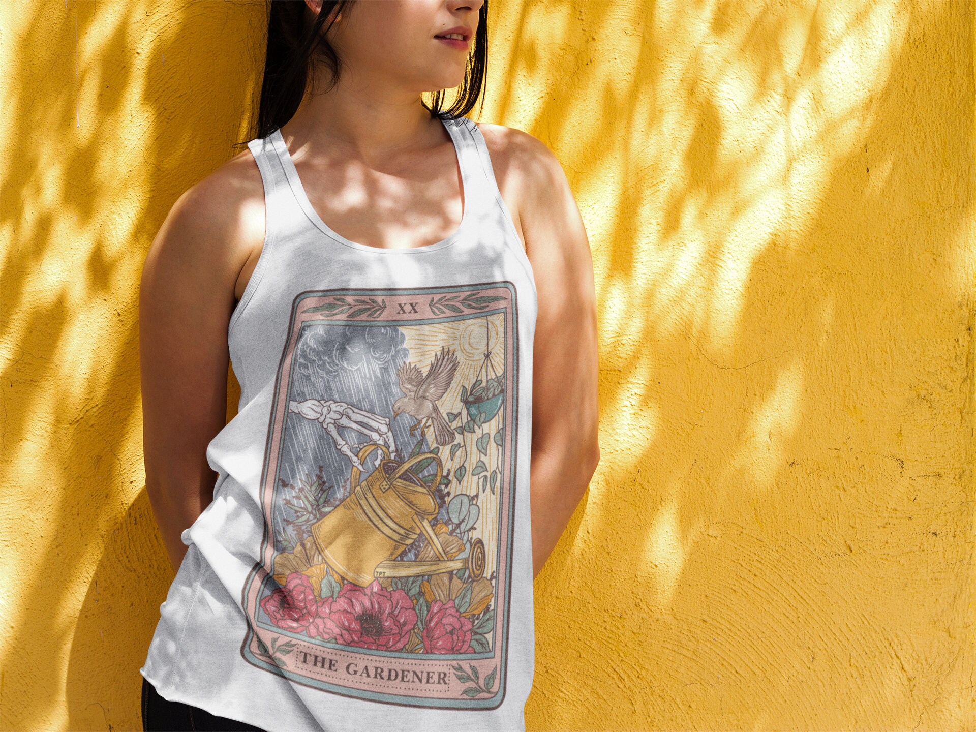The Gardener Skeleton Tarot Tank Tarot Card Skeleton Tank - Etsy