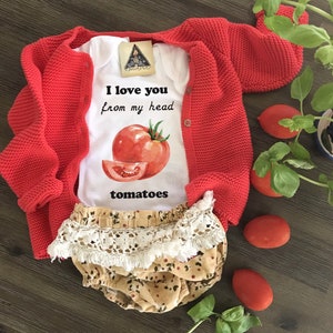 Tomato Bodysuit, I love you from my head tomatoes unisex baby clothes, Cute tomato baby, i love you shirt, tomato kids Shirt, Baby Shower