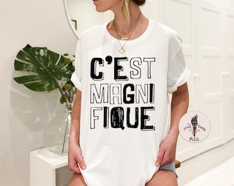 C'est Magnifique retro font shirt, mon cheri shirt, retro French saying shirt, magnifique womens tee, retro French shirt, retro shirt