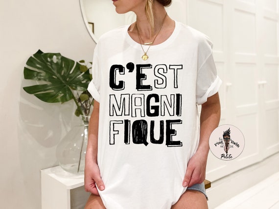 C'est Magnifique retro font shirt, mon cheri shirt, retro French saying shirt, magnifique womens tee, retro French shirt, retro shirt
