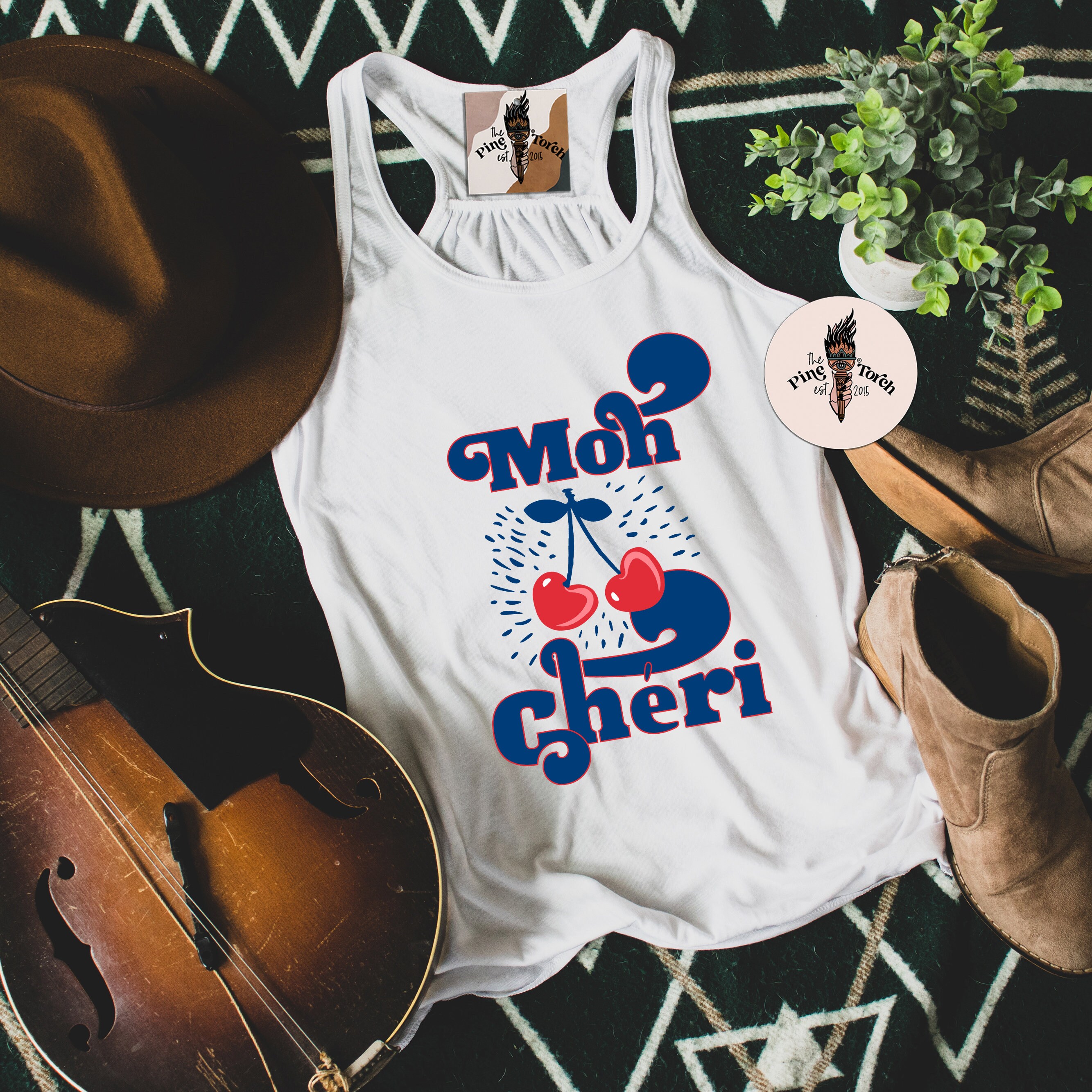 Mon Cheri Tank, Retro French Tank Top, French Saying Tank