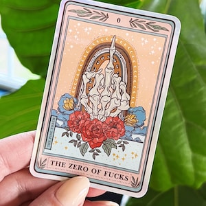 The Zero of F*cks Tarot Card Holographic Sticker, Tarot Card sticker, Waterproof Tarot Card Sticker, Water bottle, laptop, phone stickers