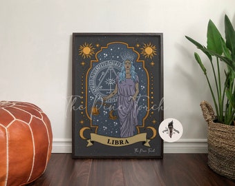 Libra zodiac framed print, Libra zodiac poster, Libra print, Libra art print, Libra zodiac framed poster, Libra framed zodiac gift