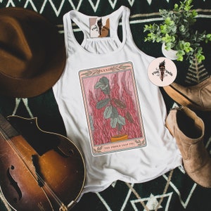 The Fiddle Leaf Fig Tarot Card Tank, funny houseplant Tarot Card Tank, funny plant tarot card tank, plant Tarot card theme tank