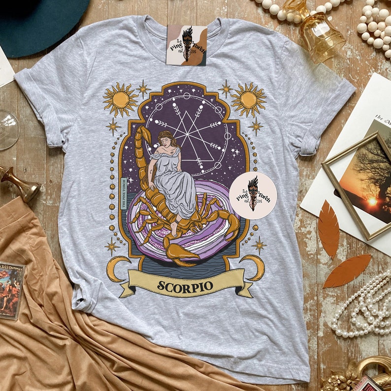 Scorpio Zodiac Tee, Scorpio tee, Zodiac scorpio bday gift, Scorpio unisex tee, scorpio original art, scorpio birthday gift, scorpio art bild 6