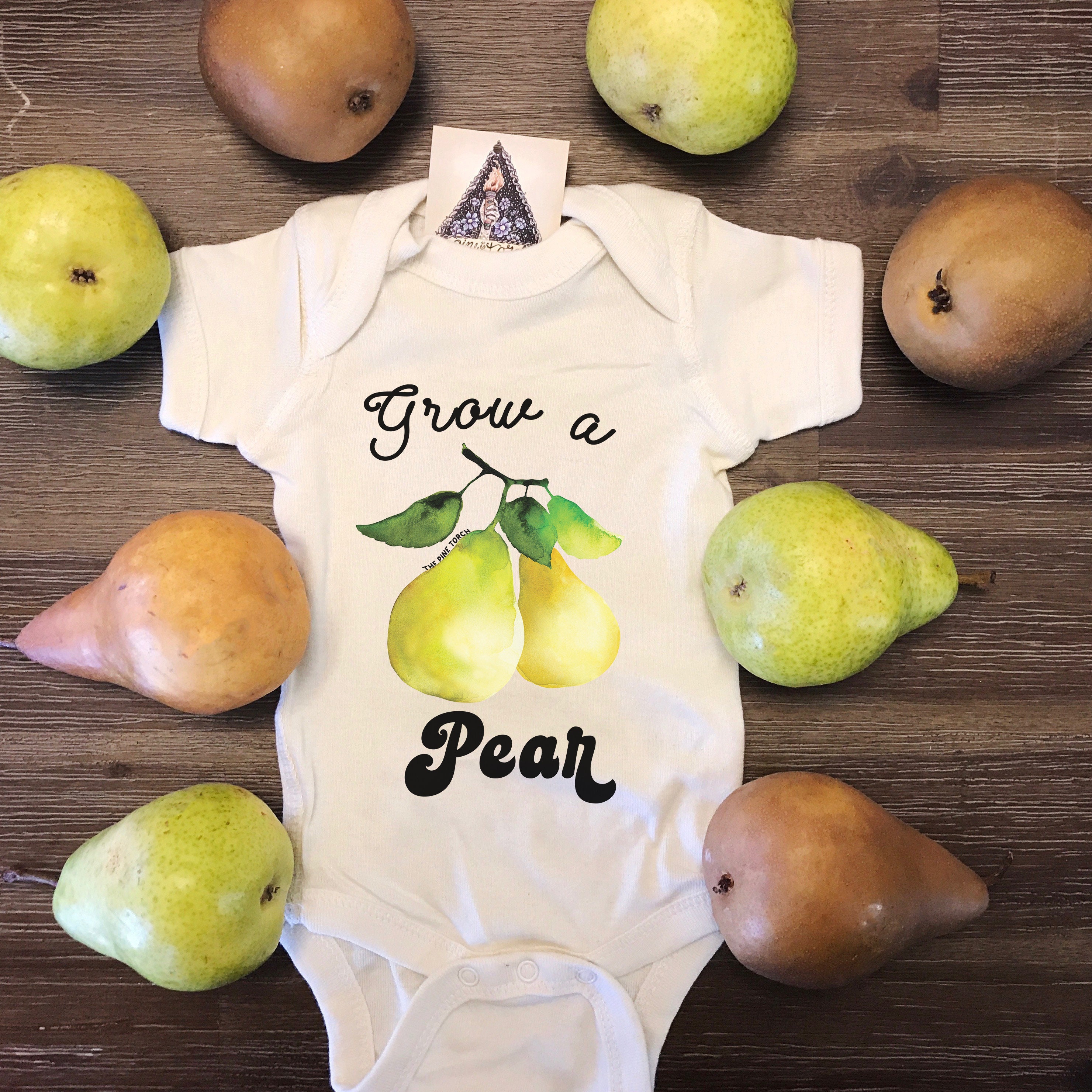 Pear Bodysuit, Grow a Pear Bodysuit, Edgy Baby Bodysuit, pear Baby Gift, little pear Baby, sweet Baby gift, unisex baby gift