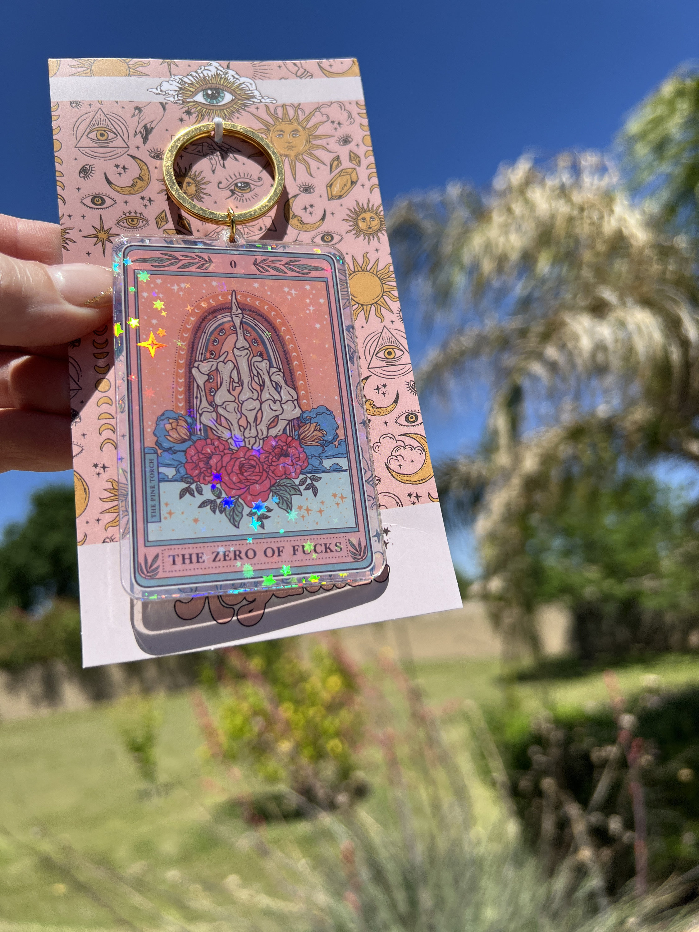 The Zero of Fs Tarot Card Holographic Keychain, Funny Skeleton Tarot Card keychain, Tarot Card Gift, Acrylic Tarot Keychain, Tarot Keychain
