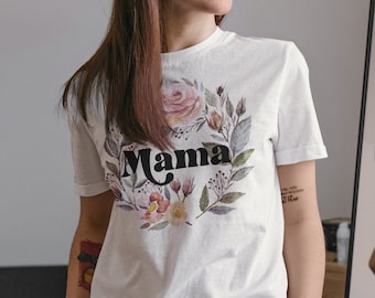 Boho Mama Shirt, Boho Floral Mama Tee, Rainbow Mama Shirt, Maternity Shirt, Boho Flowers Mama Shirt, Mommy and Me set