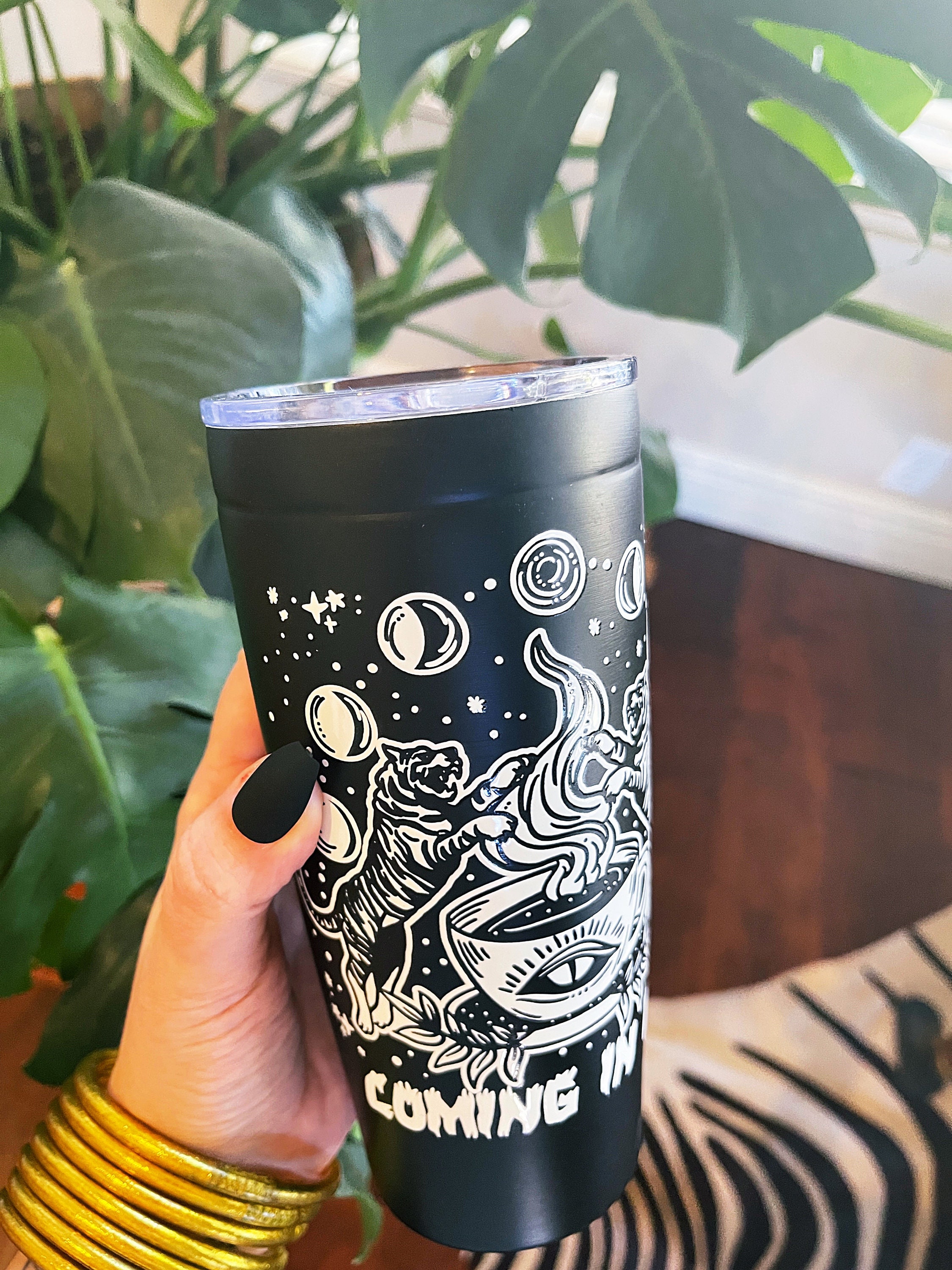 Goth Tumbler with Lid and Straw, 20oz Vacuum Insulated Coffee Tumbler,  Witchy Stuff, Butterfly Travel Mugs, Moon Occult Coffee Mug Gifts for  Women