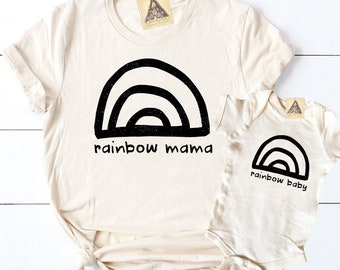 Rainbow Mama Mommy and Me Set, Baby Maternity Set, Rainbow Baby Shirt, Boho Mommy and Me, Mommy and Me Set Rainbow, Boho Set