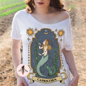 Capricorn Zodiac Slouchy Tee, Capricorn gift, Zodiac Capricorn shirt, Zodiac Shirt, Zodiac Gift, Capricorn original art, Capricorn birthday