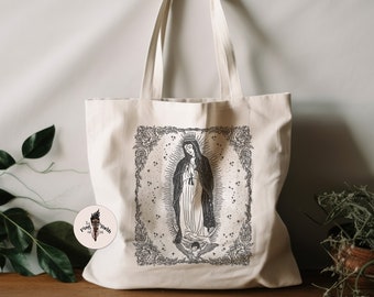 Virgin Mary Jumbo Tote, Extra large mother mary grocery tote, mary guadalupe tote, jumbo large reusable tote, Extra large work tote bag