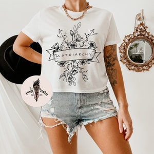Feminist Crop Top Tee, Matriarchy feminist top, Feminist hand drawn design, Girl Power crop tee, womens rights crop