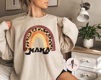Rainbow Mama Leopard Pullover, Animal Print Women's Pullover, Leopard Print pullover, Leopard Mama, Rainbow Mama