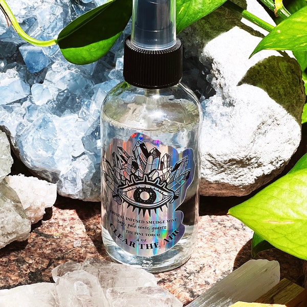 Sage smudge mist, clearing smudge mist, smokeless smudge spray, crystal smudge spray, aura mist, spiritual mist spray