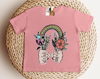 Girl Power kids Tee, Feminist Tee, Girl Power Rainbow Tee, Girl Power Fists, Girl Power girls tee, Feminist Rainbow Girl Power
