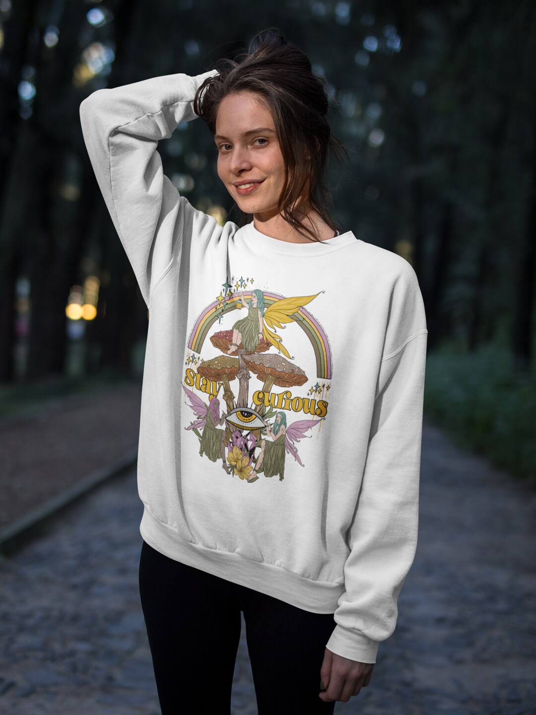 Stay Curious Mushroom Funghi Pullover Mushroom Fairy Fae - Etsy