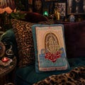 The Zero of F*cks Tarot Plush Embroidered Pillow, 0 f's skeleton Tarot Pillow, Tarot Card plush, oversized embroidered pillow, tarot pillow