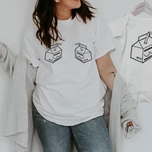 Breastfeeding Mommy and Me Set, Milk Carton Breastfeeding funny breast milk, Floral Mama shirt and baby shirt, funny breastfeeding shirts